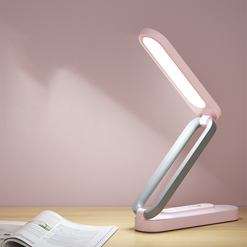 USB 충전식 눈 관리 LED 책 빛 휴대용 접이식 밝기 조절 책상 램프, 학생 공부 독서 빛 침대 옆 테이블 램프